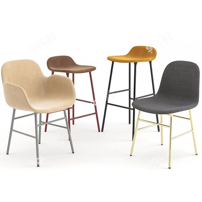 Elegant Form Chairs Collection 3D model image 1