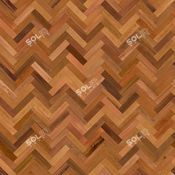 Artisan Herringbone Wood Flooring 3D model image 1