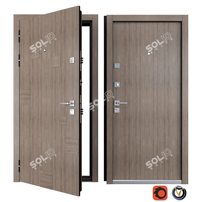 Inkanta Zimen: Stylish Metal Entrance Door 3D model image 1