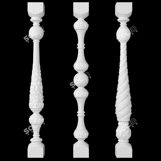 Wood and Marble Baluster - CNC Ready 3D model image 2