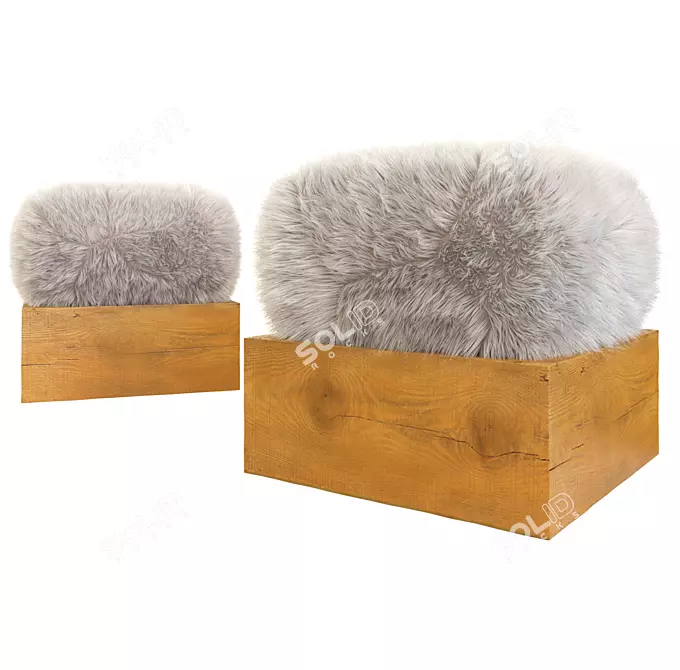 Luxury Fur Stool: DiVå Edition 3D model image 1