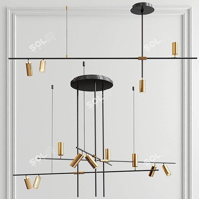 Modern Tribal Elegance Chandelier 3D model image 1