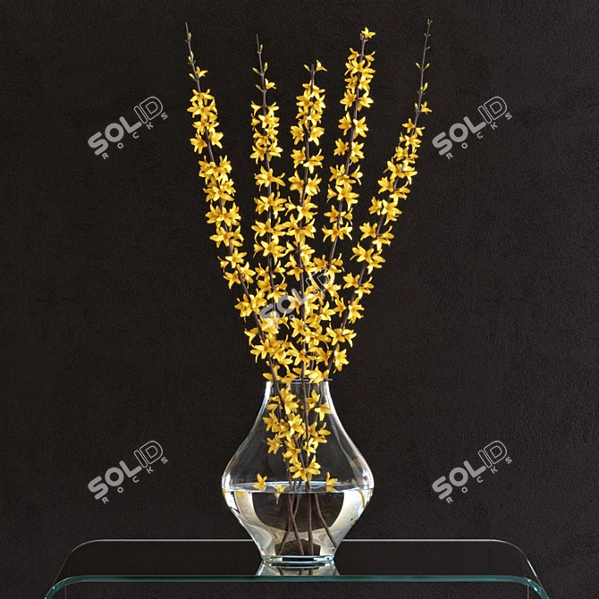 Forsynthia Bouquet with York Vase 3D model image 1