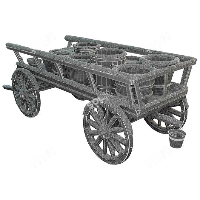Winter Wonderland Wooden Cart 3D model image 3