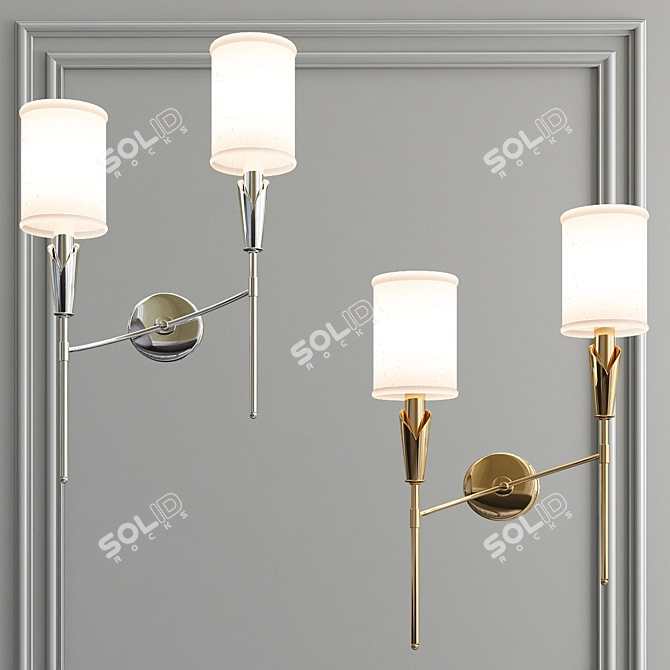 Modern Brass Wall Sconce: TATE 3D model image 2
