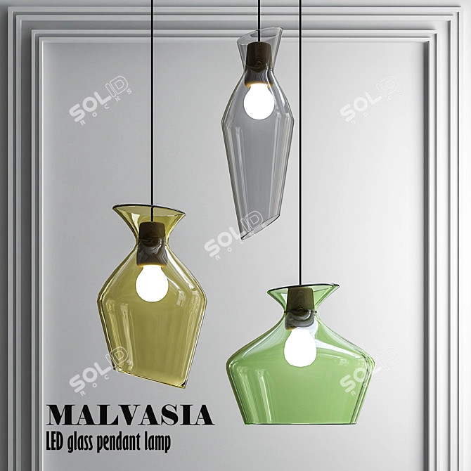 Elegant LED Glass Pendant: Malvasia 3D model image 1