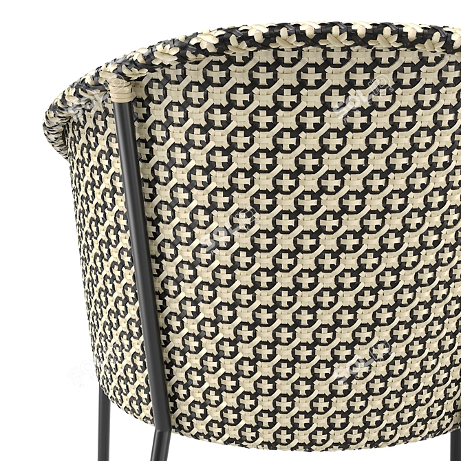 CB2 Brava Grey Wicker Chair 3D model image 2