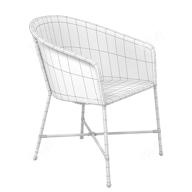 CB2 Brava Grey Wicker Chair 3D model image 3