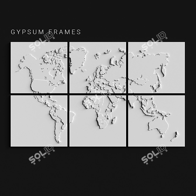 World Map Gypsum Frames 3D model image 1