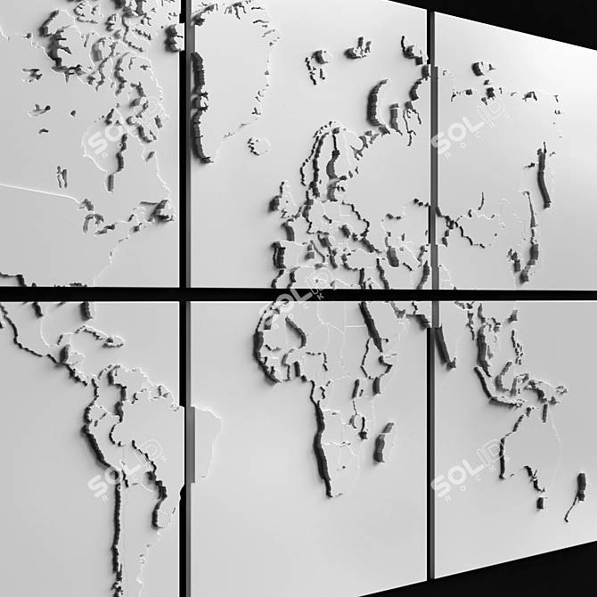 World Map Gypsum Frames 3D model image 2
