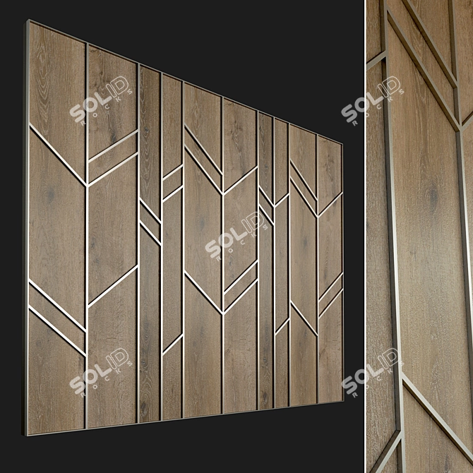 Elegant Wooden Wall Panel 3D model image 1