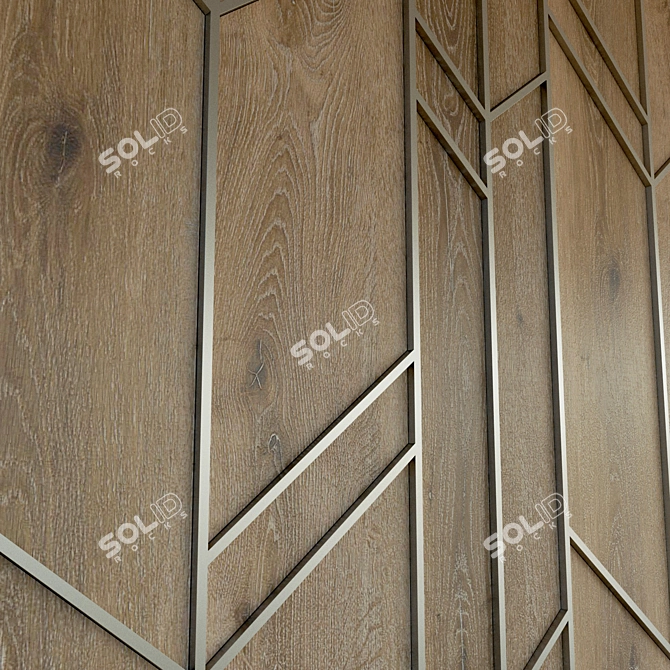 Elegant Wooden Wall Panel 3D model image 2