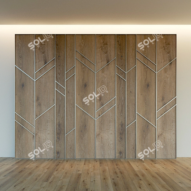 Elegant Wooden Wall Panel 3D model image 3