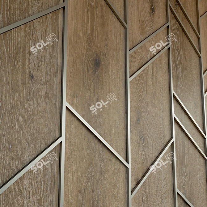 Wooden Wall Panel with Metal Frame 3D model image 2