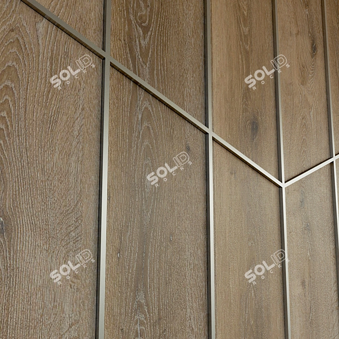 Elegant Wood Panel Wall 3D model image 2