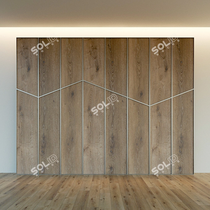 Elegant Wood Panel Wall 3D model image 3