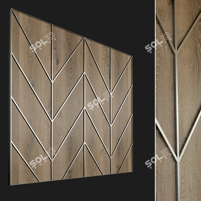 Wooden 3D Wall Panel with Metal Frame 3D model image 1