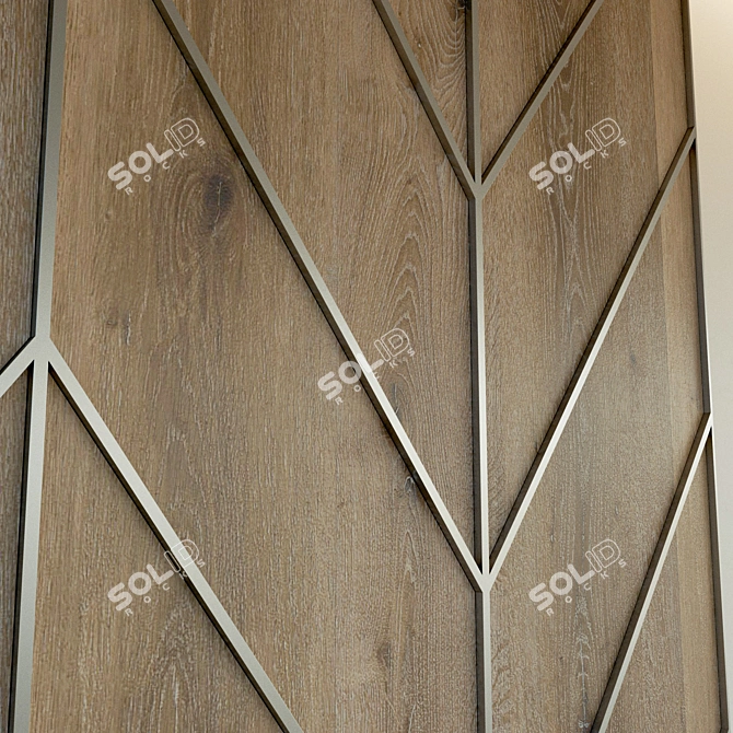Wooden 3D Wall Panel with Metal Frame 3D model image 2