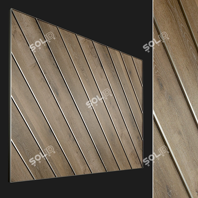 Wooden 3D Wall Panel with Metal Frame 3D model image 1