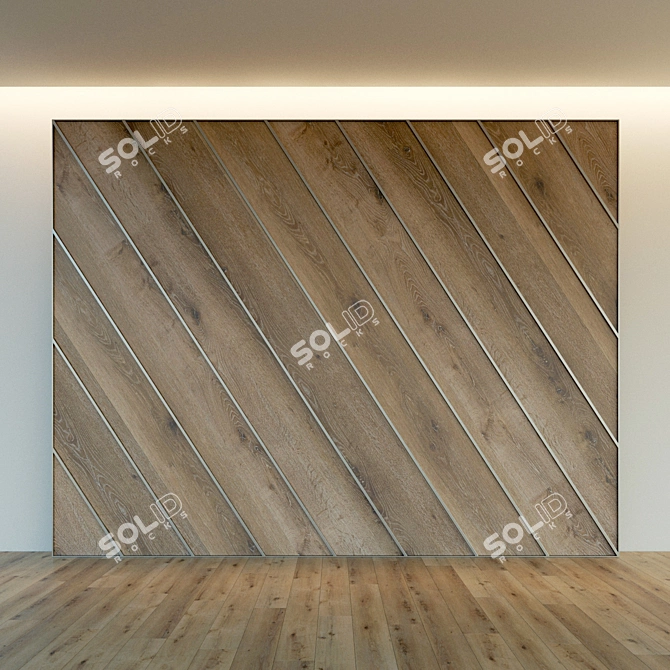 Wooden 3D Wall Panel with Metal Frame 3D model image 3