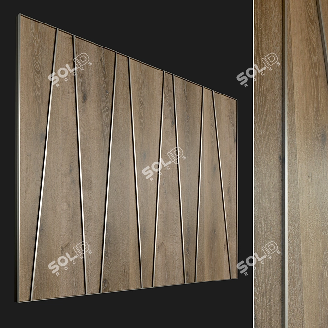 3D Wooden Wall Panel with Metal Frame 3D model image 1