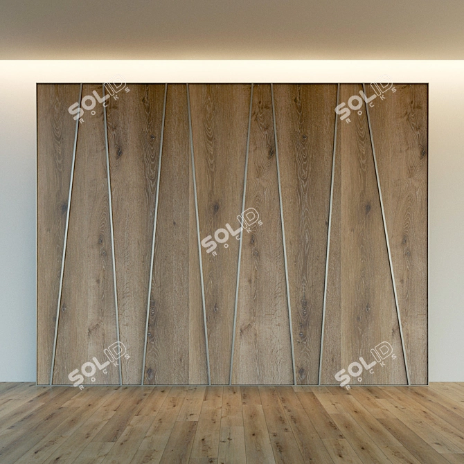 3D Wooden Wall Panel with Metal Frame 3D model image 3