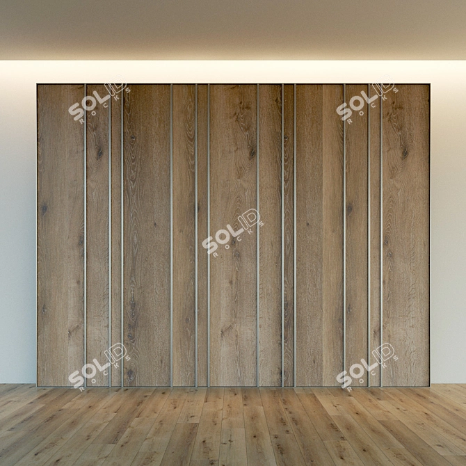 Wooden Decorative Wall Panel 3D model image 3