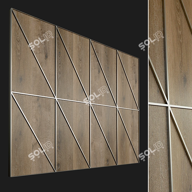 Wooden Decorative Wall Panel 3D model image 1