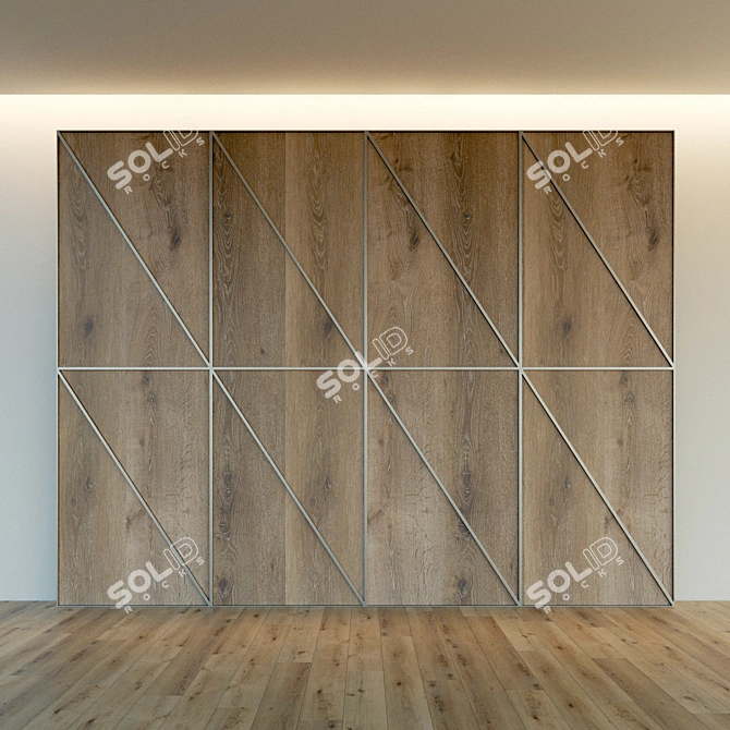 Wooden Decorative Wall Panel 3D model image 3