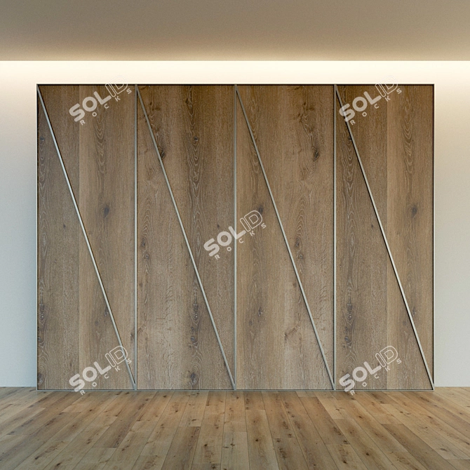 Wooden 3D Panel: Decorative & Lightweight 3D model image 3