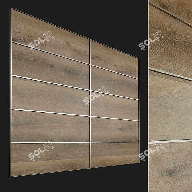 3D Wood Panel with Metal Frame 3D model image 1