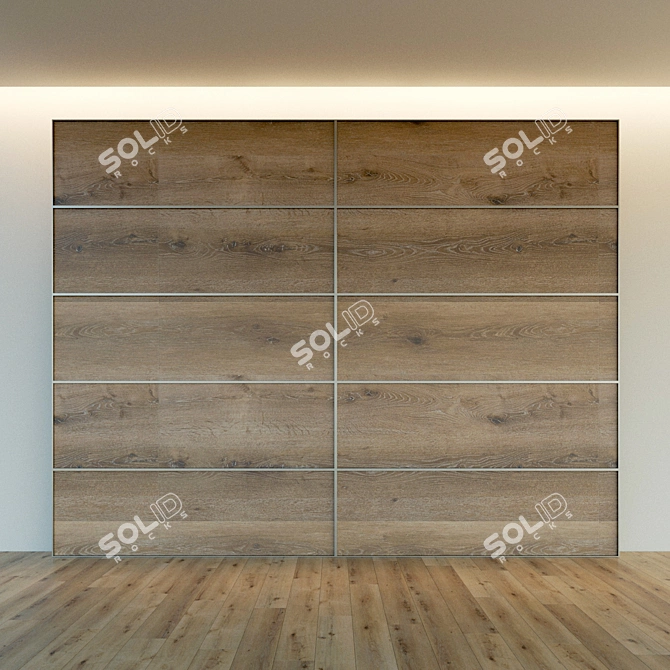 3D Wood Panel with Metal Frame 3D model image 3