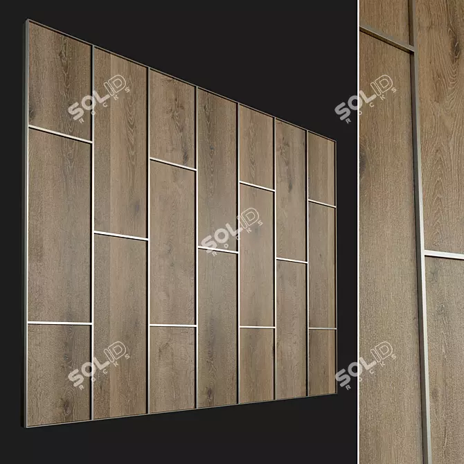 Elegant Wood 3D Wall Panel 3D model image 1