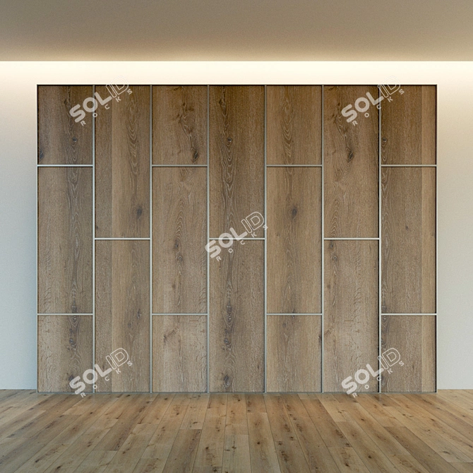 Elegant Wood 3D Wall Panel 3D model image 3