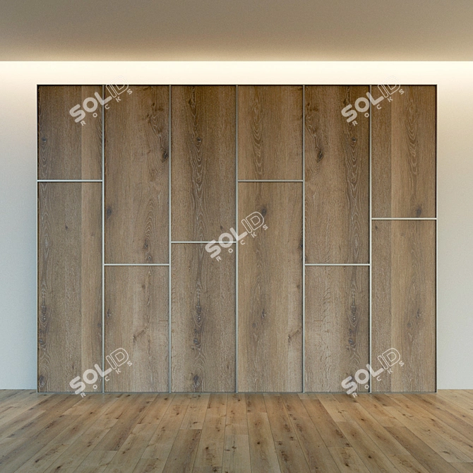 Wooden Decorative Wall Panel 3D model image 3