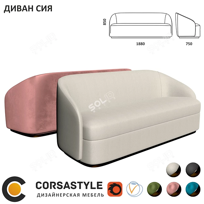 CORSASTYLE Sofa Sia: Comfortable Elegance 3D model image 1