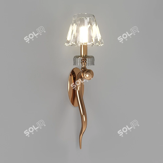 Golden Art-Deco Glass Pendant 3D model image 1