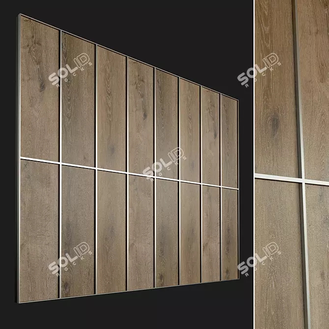 Title: Wooden 3D Panel with Metal Frame 3D model image 1