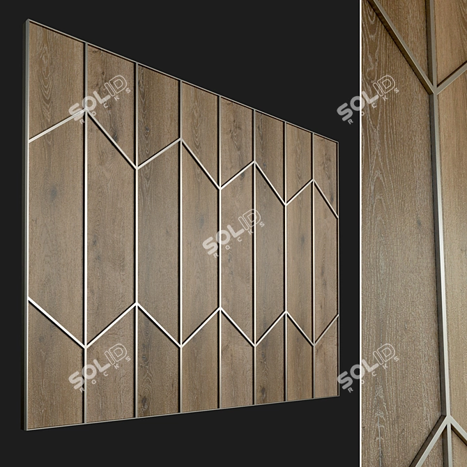 Elegant Wood Panel: Decorative 3D Wall 3D model image 1