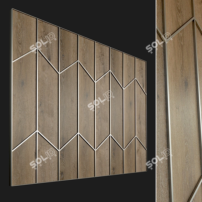 Wooden Decorative 3D Wall Panel 3D model image 1