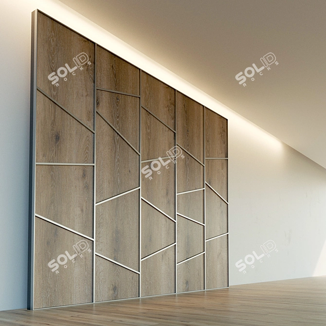 Title: Wooden 3D Wall Panel 3D model image 2