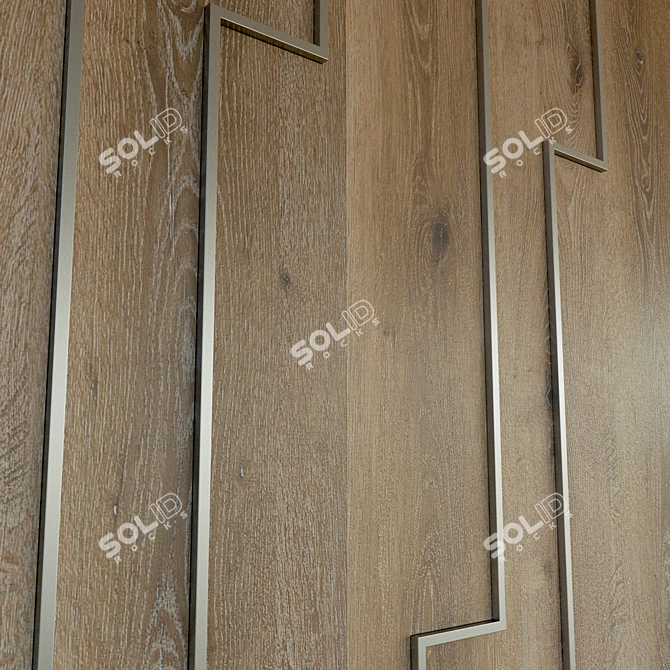 Wooden 3D Wall Panel with Metal Frame - High-Resolution Texture 3D model image 3