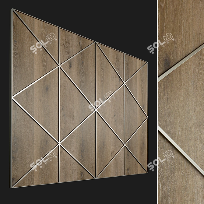 Wooden 3D Wall Panel with Metal Frame 3D model image 1