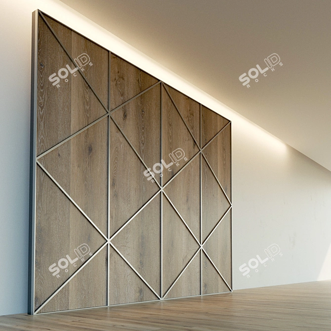 Wooden 3D Wall Panel with Metal Frame 3D model image 2