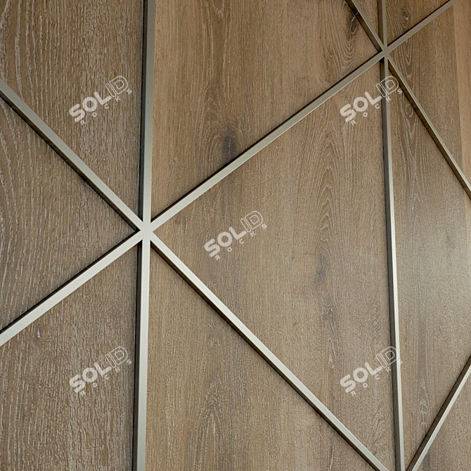 Wooden 3D Wall Panel with Metal Frame 3D model image 3