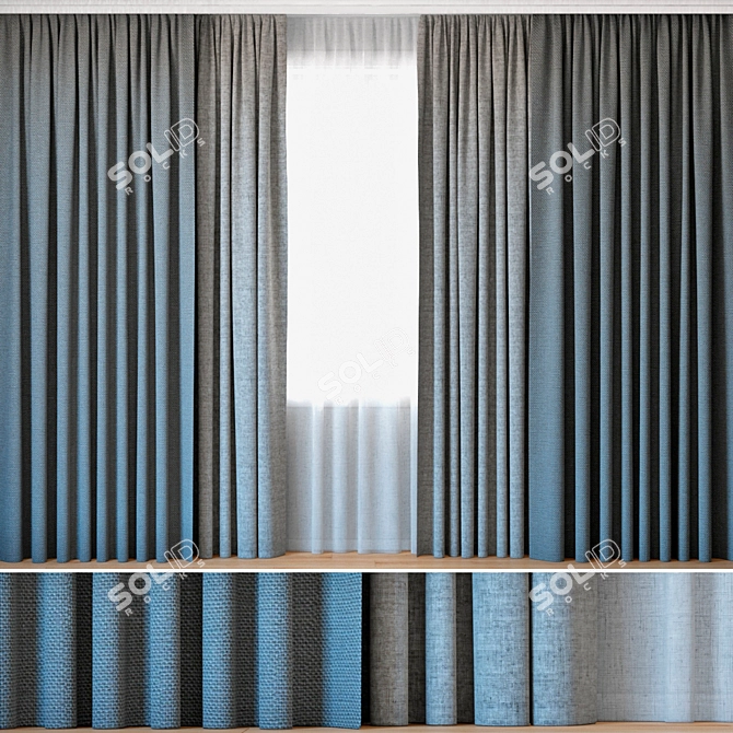 Sheer Elegance Curtains | Tulle Draped Window Decor 3D model image 1