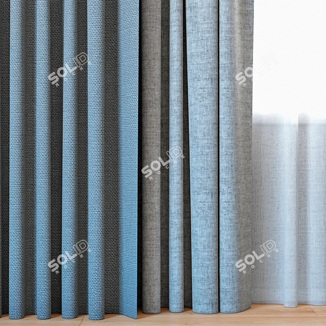 Sheer Elegance Curtains | Tulle Draped Window Decor 3D model image 2