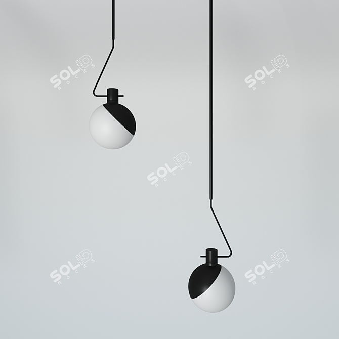 Elegant Black Glass Ceiling Lamp 3D model image 2