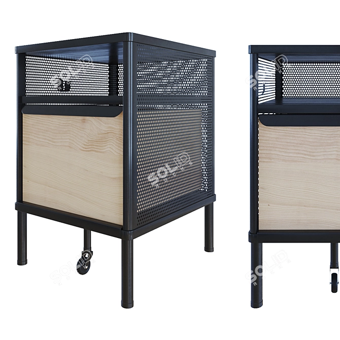 Sleek Mesh Black Storage Unit 3D model image 2