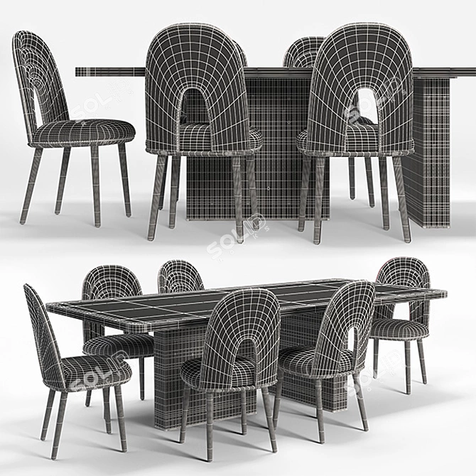 Paolo Castelli Echo Chair & Nettuno Table Set 3D model image 3